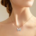 thumbnail image 1 of JingChun Dainty Butterfly Necklace with Birthstones Gold Plated Pendant 16" Chain Birthday Jewelry Gift for Girlfriend Mom Daughter, 1 of 6