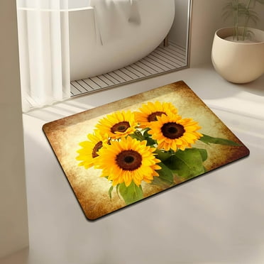 JingChun Diatomaceous Earth Bath Mat,Wild Flowers Non-Slip Volume Super Absorbent Fast Drying for Bathroom Kitchen Door mat,Eco-Friendly Easy to Clean