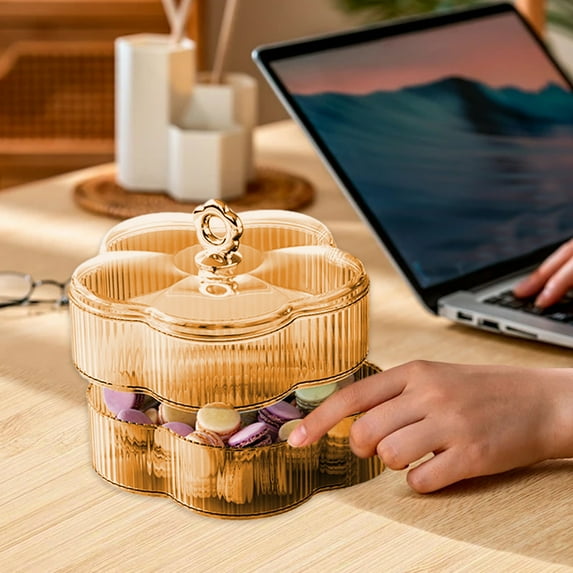 JingChun Divided Serving Tray with Lid Serving Dish Snack Bowls Candy Dish with Lid Plastic Food Organizer for Sweet Nut Crackers Snacks