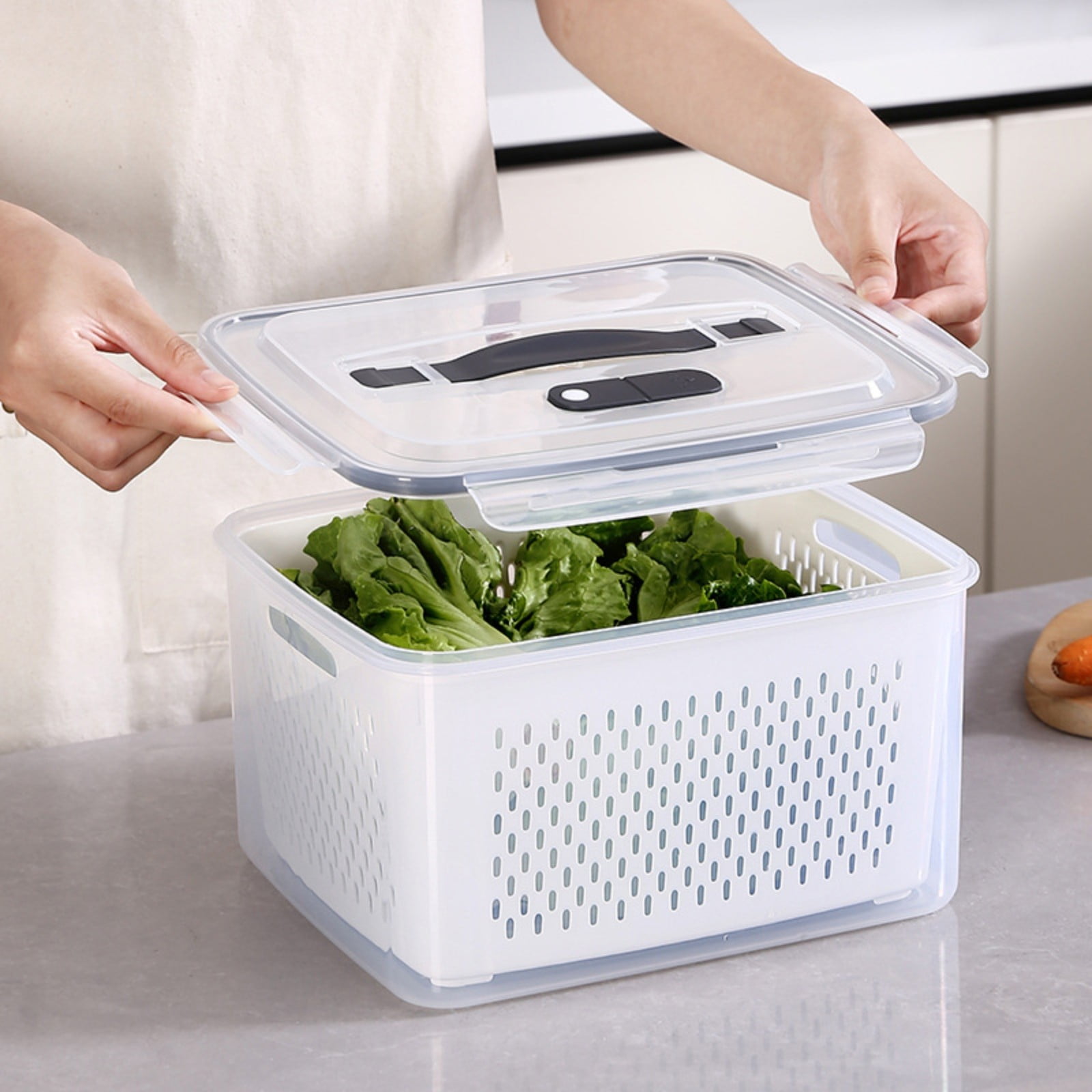JingChun Double-layer Fridge Storage Box Refrigerator Fruit Vegetable ...