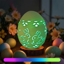 JingChun Easter Decorations: Ceramic Lighted Easter Egg 1Pc, Farmhouse Rustic Hollow Easter Eggs Light Up Tabletop Statue, Easter Home Decor, Hunting Party Supplies Gifts for Kids