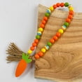 thumbnail image 1 of JingChun Easter Wood Bead Garland with Tassel Carrot Ornament Rustic Farmhouse Natural Wooden Bead Hanging Decor for Spring Tiered Tray Fireplace Shelf Fireplace Wall, 1 of 9
