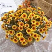JingChun Fake Flowers, 21 Daisy Flowers Artificial, Fake Daisies Outdoor Plants, Spring Wild Flowers for Wedding Daisy Party Decorations