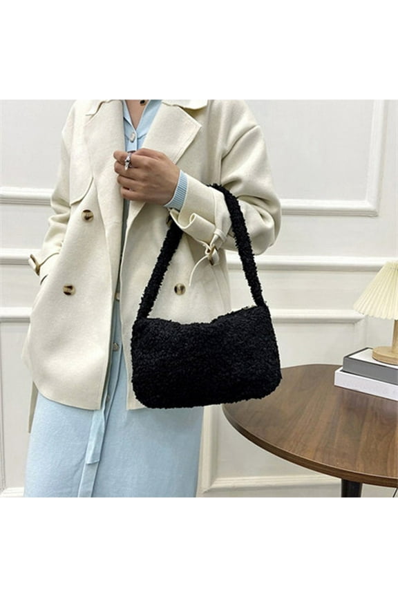 Fleece Sherpa Purse Teddy Plush Fluffy Furry Fuzzy Tote Bag Faux Fur Handbags for Women Ladies