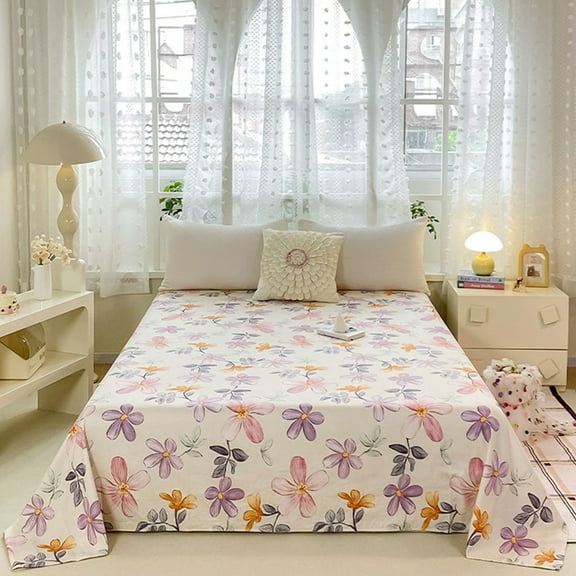 JingChun Floral Sheet - 1 Flat Wrinkle & Fade Free, Farmhouse, Shabby Chic Flower Bed Sheet - Soft, Comfy Breathable and Cooling
