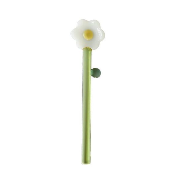 JingChun Flower Shaped Glass Spoons, Clear Coffee Spoon, Stirring Rod Mixing Spoon Bar Swizzle Stick for Salt Sugar Tea Cocktail Milkshake Cold Drink Appetizers Desserts Beige One Size