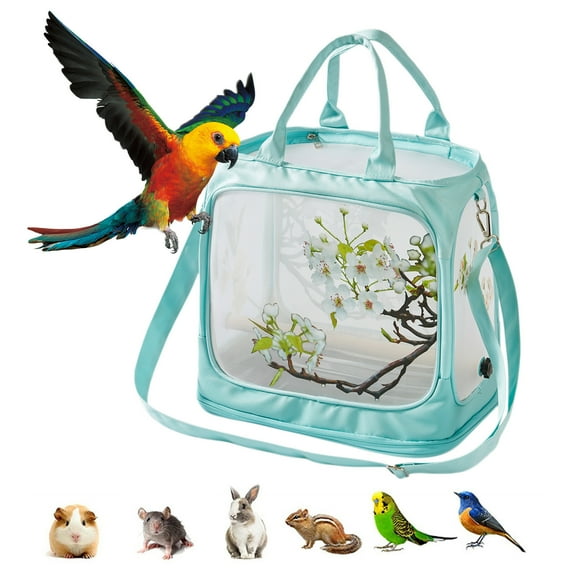 JingChun Foldable Bird Travel Carrier with Tray - Portable Mesh Cage for Parrots and Small Birds