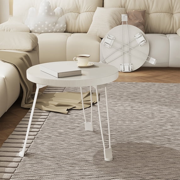 JingChun Foldable Small Table Movable Small Round Table Foldable Small Coffee Table Small Dining Table Suitable for Use Beside To the Sofa Clearance Under $2.00