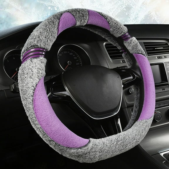 JingChun Fuzzy Steering Wheel Covers with Anti-Slip Rubber Inner Ring, Universal Fit 14.96 inches for Car,SUV