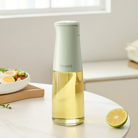 JingChun Glass Olive Oil Dispenser, Kitchen Oil and Vinegar Bottle with Easy Pouring Spout, Drip Free, Self Opening Lid