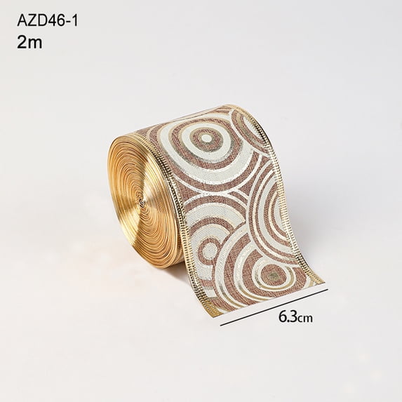 JingChun Gold and White Ribbon for Christmas Trees - 1 Roll, Gold Wire Mesh Ribbon for Wreaths and Tree Decoration