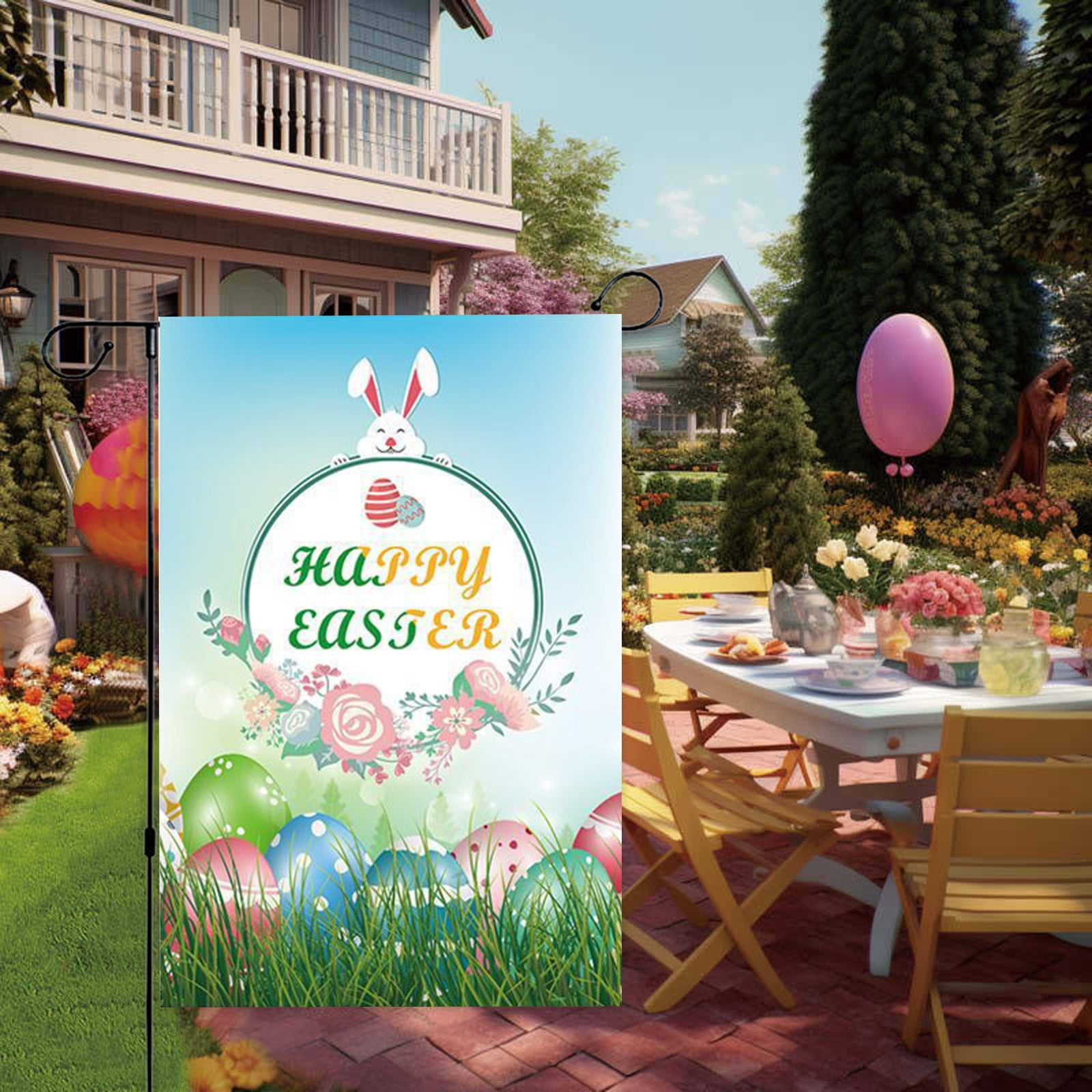 JingChun Happy Easter Day Garden House Flags Double Sided 13 x 17 Inch ...