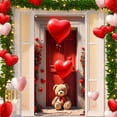 thumbnail image 1 of JingChun Happy Valentine's Day Door Cover Large Accessories Hanging Holiday Door Streamers Romantic Valentines Decorations Heart Flower Bear Backdrop Banner for Indoor Outdoor Party, 1 of 6
