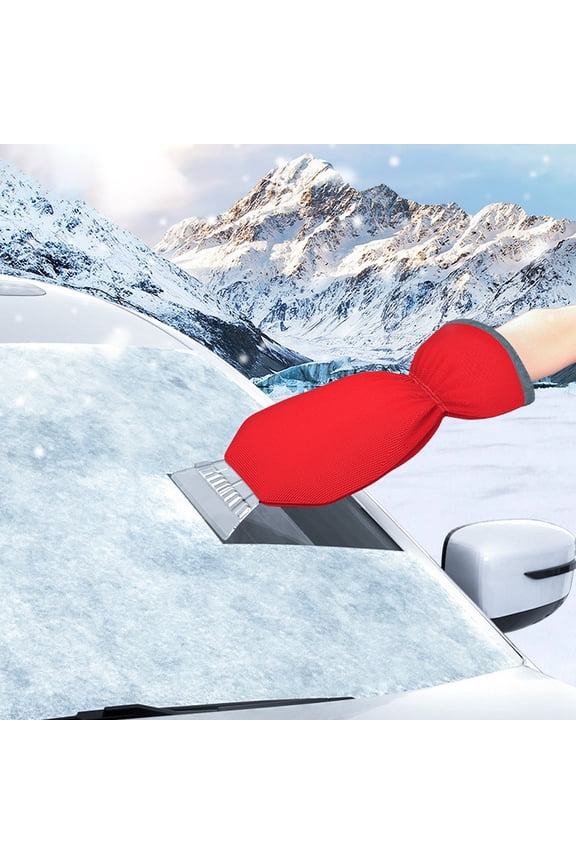 Ice Scraper Mitt for Car, Waterproof Snow Remover Glove, Warm Padding Snow Scraper Gloves with Comfortable Grip for Windshield Car Window, Detachable Cleaner No Scratch