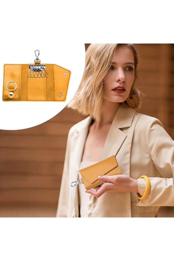 Key Case Leather Key Holder Keychain Key Pouch Waist Hanging Key Protector, Key Organizer, with Key Fob Hooks and A Removable Key Ring, Suitable for Men and Women