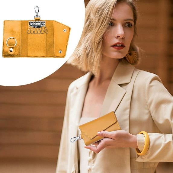 JingChun Key Case Leather Key Holder Keychain Key Pouch Waist Hanging Key Protector, Key Organizer, with Key Fob Hooks and A Removable Key Ring, Suitable for Men and Women