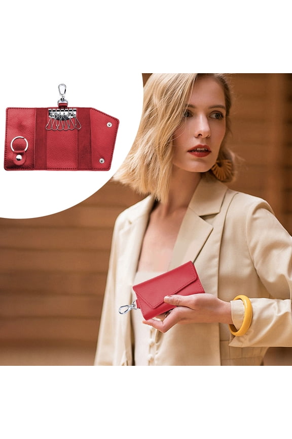 Key Case Leather Key Holder Keychain Key Pouch Waist Hanging Key Protector, Key Organizer, with Key Fob Hooks and A Removable Key Ring, Suitable for Men and Women