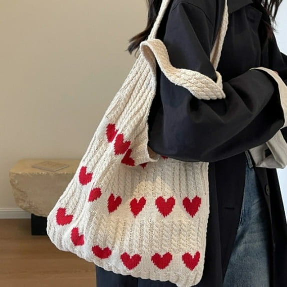 JingChun Knitted Shoulder Tote Bag Large Crochet Beach Bag Hobo Bag Aesthetic Tote Handbags for Women