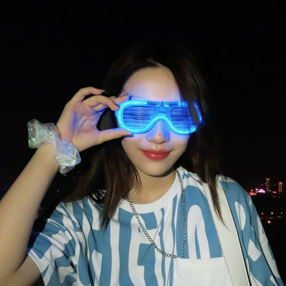 JingChun LED Glasses Christmas Party Favors, Light Up Glasses Glow In the Dark Party Supplies Shutter Shades Glow Sticks Glasses Neon Sunglasses Xmas Birthday Accessories