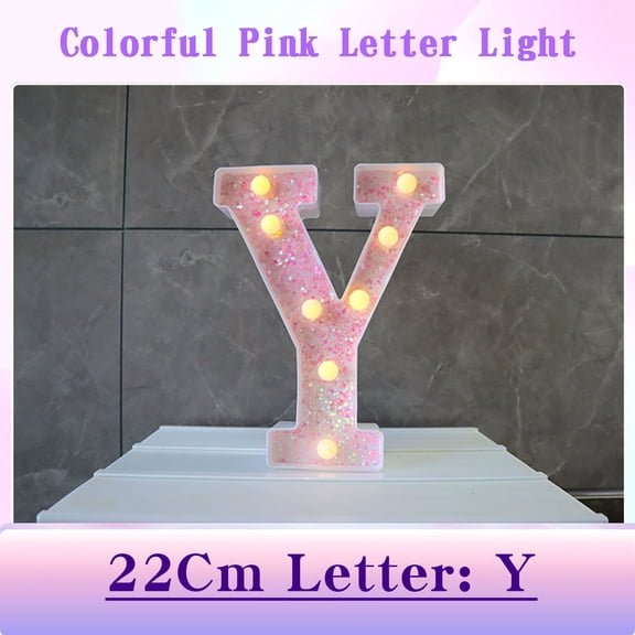 JingChun LED Marquee Lights, Pink Glitter Alphabet Letters - Battery Powered Night Light, Birthday Party, Wedding, Home Bar Decoration