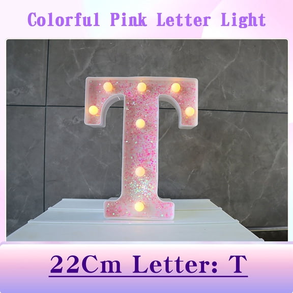 JingChun LED Marquee Lights, Pink Glitter Alphabet Letters - Battery Powered Night Light, Birthday Party, Wedding, Home Bar Decoration