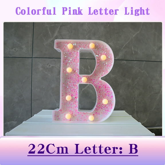 JingChun LED Marquee Lights, Pink Glitter Alphabet Letters - Battery Powered Night Light, Birthday Party, Wedding, Home Bar Decoration
