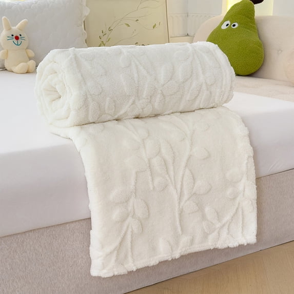 JingChun Luxury Faux Fur Throw Blanket Cable Jacquard Super Soft Cozy Blankets and Throws Fuzzy Thick Fluffy Plush Warm for Winter Couch Sofa, 39"x59"