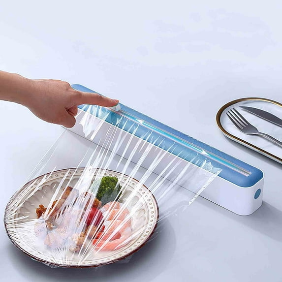 JingChun Magnetic Plastic Cling Wrap Dispenser with Slide Cutter Adjustable Wall Mounted Cling Film Divider with Strong Suction Cup
