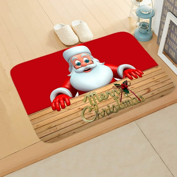 JingChun Merry Christmas Door Mat Rug Decorative Doormat Winter Snowman Welcome Floor Mat Non Slip Washable Bathroom Kitchen Entrance Rug for Indoor Outdoor Home Decor, 15 x 23 Inch