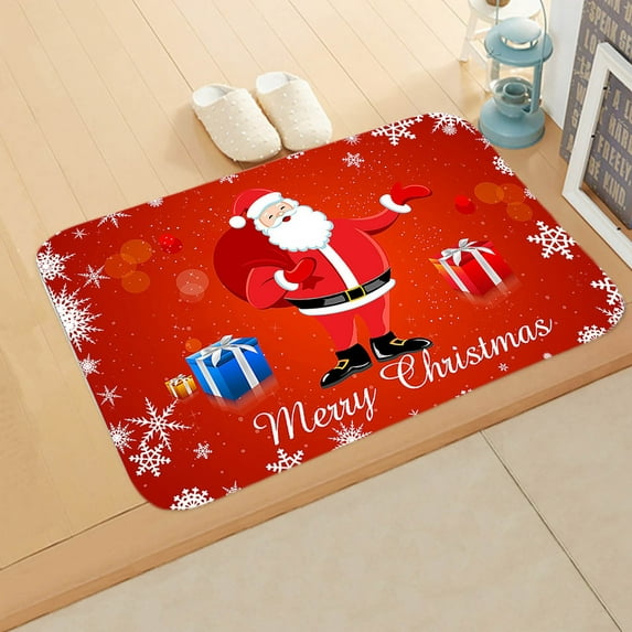 JingChun Merry Christmas Door Mat Rug Decorative Doormat Winter Snowman Welcome Floor Mat Non Slip Washable Bathroom Kitchen Entrance Rug for Indoor Outdoor Home Decor, 15 x 23 Inch