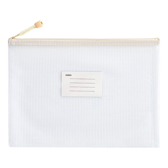JingChun Mesh Zipper Pouch Document Bag with Label Pocket, Plastic Zip File Document Folders, Letter Size A4 Size Zipper Document Bag Zip Document Pouch for School office Supplies