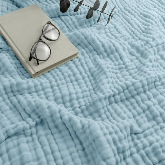 JingChun Muslin Blanket for Adults - Soft Breathable Lightweight Muslin Adult Blanket - Machine Washable & Designed for All Seasons