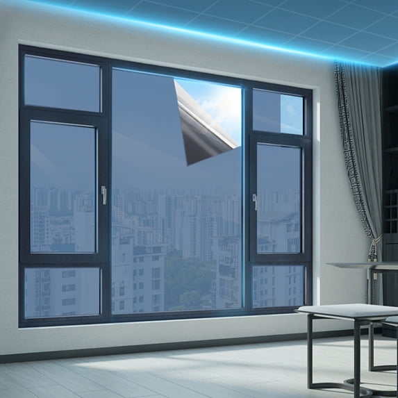 JingChun One Way Window Film Daytime Privacy Mirror Window Tint for Home office, Heat Control Sun Blocking Anti UV Reflective Tinting Film Glass Window & Door Covering