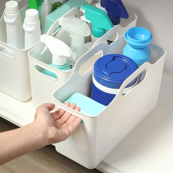 JingChun Open Storage Bins, Closet Shelf Organizer Bins, Desktop Storage Baskets for Bathroom, Nursery, Home, off-White