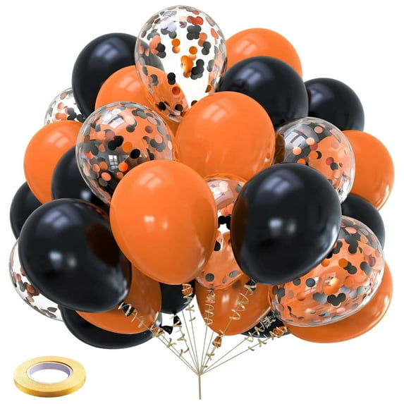 JingChun Orange and Black Balloons, 30PCS Balloons Confetti Balloon for Girls Women Birthday Party Baby Bridal Shower Party Decorations