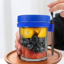 JingChun Overnight Oats Containers with Lids and Spoons Plastic Mason Jars for Overnight Oats Leak Proof Oatmeal Container Great for Cereal Fruit Vegetable Milk Salad Yogurt Meal Prep