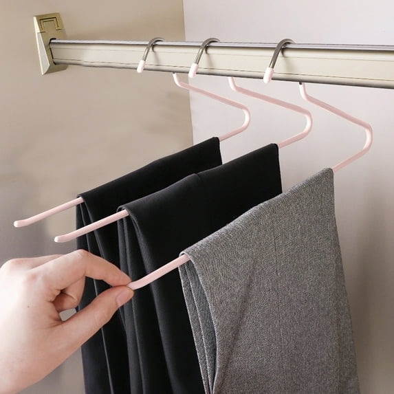 JingChun Pants Hangers for Women and Men - Open Ended Jeans Hanger for Closet Organization - Non Slip Trousers Hanger - Metal Clothes Hangers for Slacks & Blanket (3 Pack)