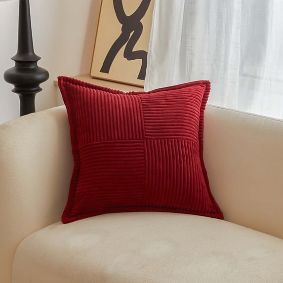 JingChun Pillow Covers 17x17 Inch with Splicing Super Soft Boho Striped Corduroy Pillow Covers Broadside Decorative Textured Throw Pillows for Fall Couch Cushion Livingroom