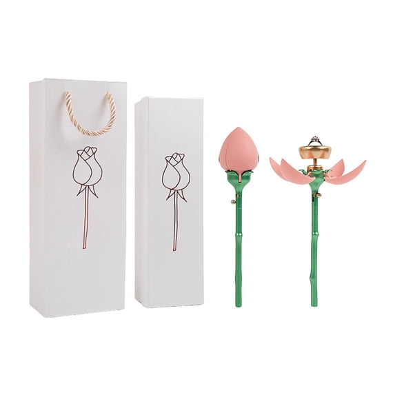 JingChun Pink Ring Box Rose Jewelry Ring Case Jewellry Display Gift Boxes for Valentine's Day Wedding Ring Box Ceremony Engagement Proposal Anniversary