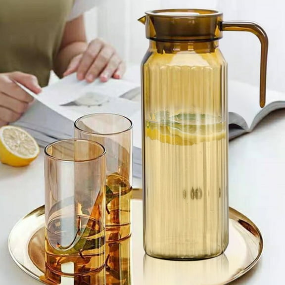 JingChun Plastic Pitcher with Lid - Beverage Serveware and Storage Container for Hot or Cold Drinks, Fridge Pitcher, Juice Container, Water Jug, Iced Tea Pitcher or Milk Pitcher