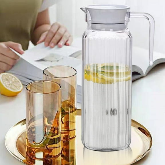 JingChun Plastic Pitcher with Lid - Beverage Serveware and Storage Container for Hot or Cold Drinks, Fridge Pitcher, Juice Container, Water Jug, Iced Tea Pitcher or Milk Pitcher