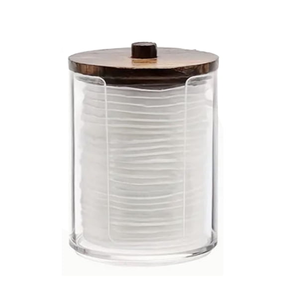 JingChun Qtips Holder Bathroom Container, Cotton Ball/Swabs Dispenser, Apothecary Jar Organizer for Storage Wood Lids