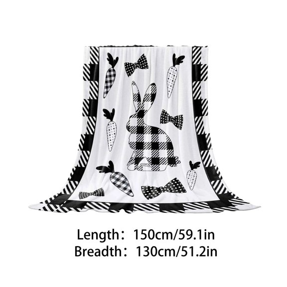 JingChun Rabbit and Carrot Fleece Throw Blanket for Couch Sofa Bed, Cute Easter Bunny Women Super Soft Blankets and Warm Throws, Cozy, Lightweight 51x59in Anti-Pilling Flannel Blanket