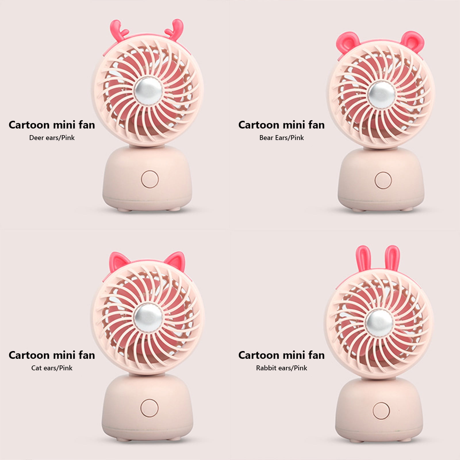 JingChun Rechargeable Fan Portable, Ultra Quiet Desk Fan, Cute Pet Ears ...