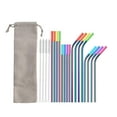 thumbnail image 1 of JingChun Reusable Stainless Steel Straws -16 Pack Metal Straws Reusable with 4 Straw Cleaner Brush and 16 Silicone Tips with Bag, Eco Friendly Extra Long Metal Straws, 1 of 2