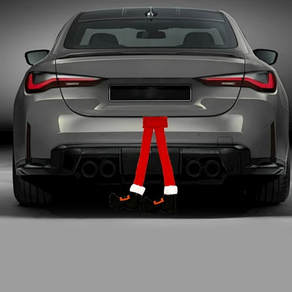 JingChun Santa Elf Legs, Car Trunk Leg Pendant, Christmas Plush Decorations, Snap On Trunk or Christmas Tree, Car Decorations