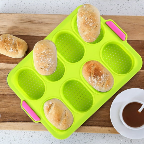 JingChun Silicone Baguette pan Baguette Baking Tray, Bread Crisping Tray Hot Molds, Non-stick Perforated French Bread Loaf Baking Mould, Toast Cooking Bakers Roll Pan Sandwich Mold