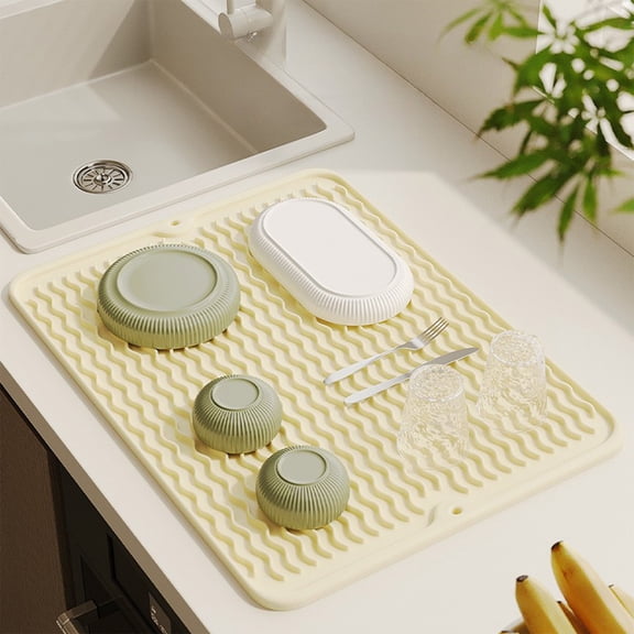 JingChun Silicone Dish Drying Mat for Multiple Usage,Easy clean,Eco-friendly,Heat-resistant Silicone Mat for Kitchen Counter or Sink,Refrigerator or drawer liner 15*11 inch