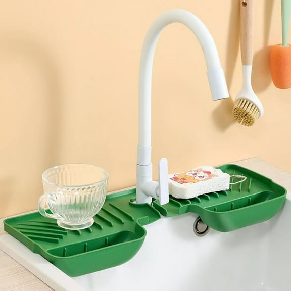 JingChun Sink Splash Guard, Kitchen Faucet Mat Behnid Faucet, Silicone Draining Mat, Handle Dripcher Drainer, Sink Splash Guard for Bathroom