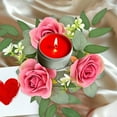thumbnail image 1 of JingChun Small Candle Rings Wreaths - 1 Pc 10 inch Roses Artificial Flowers Wedding Centerpieces for Tables Spring Summer Wreath for Front Door Valentine's Day Weddings Party Decor, 1 of 6